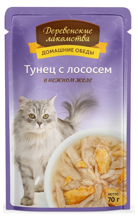 

Корм для кошек Деревенские лакомства тунец с лососем, 70 г