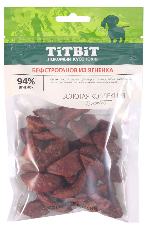 

Лакомство для собак TiTBiT бефстроганов из ягненка Золотая коллекция, 75 г
