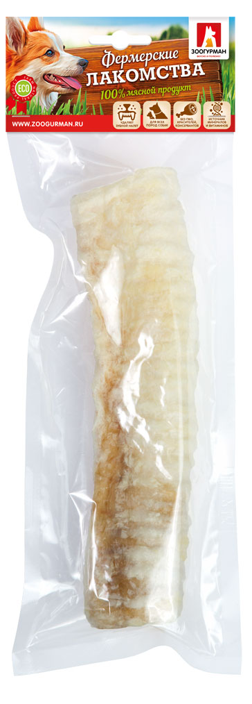 Изображение товара Лакомство для собак «Зоогурман» Фермерские лакомства трахея говяжья 2 шт, 15 г