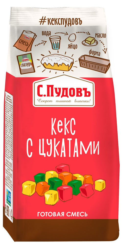 

Смесь для выпечки С.Пудовъ Кекс с цукатами, 300 г