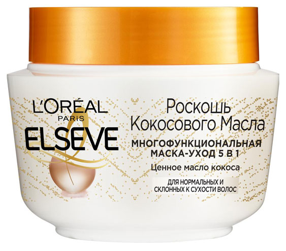 

Маска для волос 5 в 1 L'Oral Paris Elseve Роскошь кокосового масла многофункциональная, 300 мл