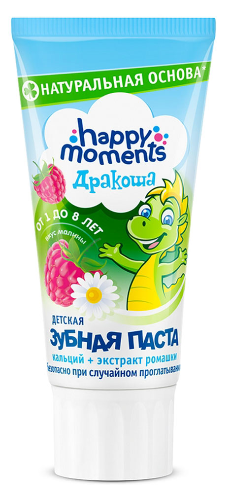 

Зубная паста детская Happy Moments гелевая со вкусом малины, 60 мл