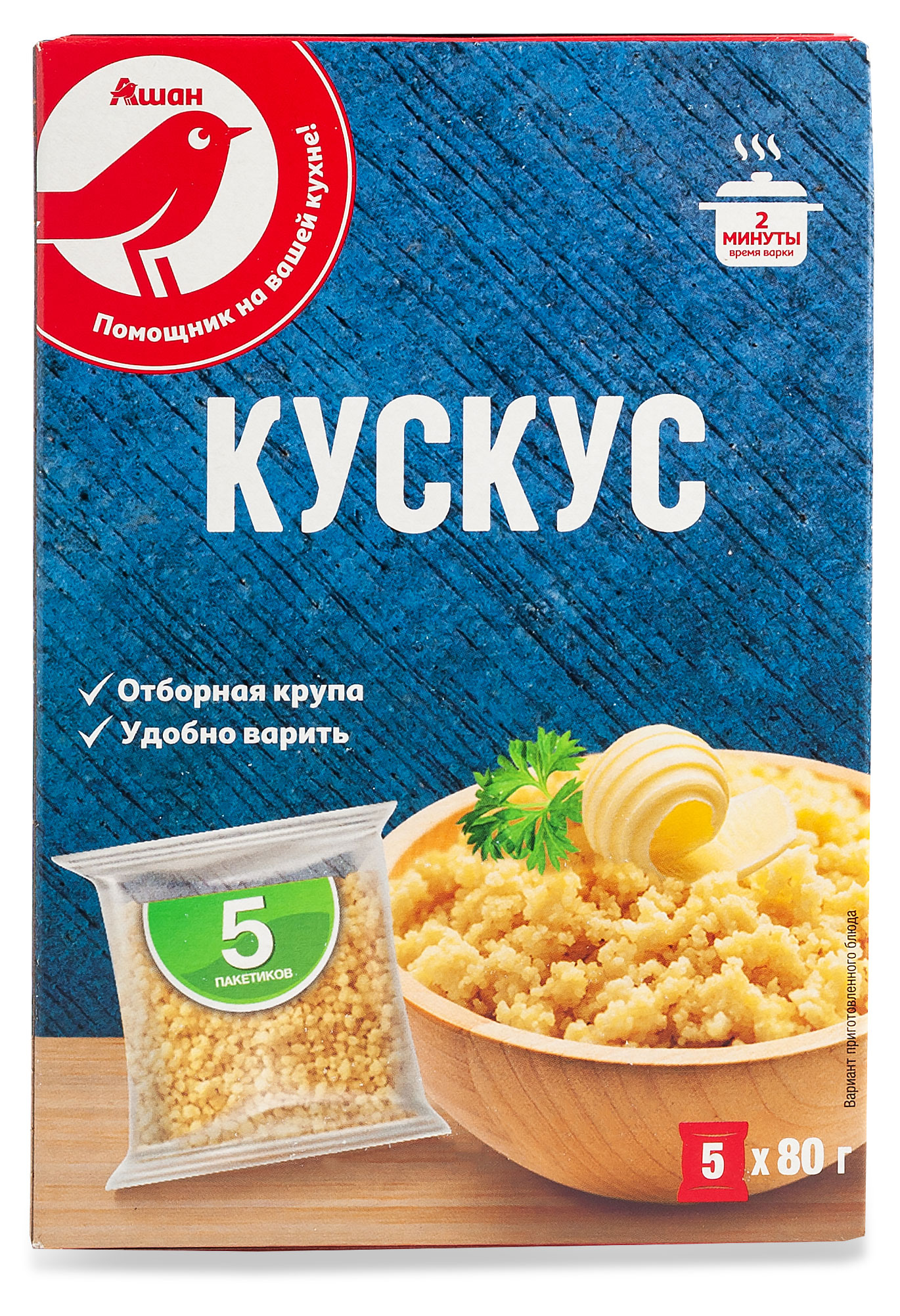 

Кускус АШАН Красная птица в пакетиках, 400 г