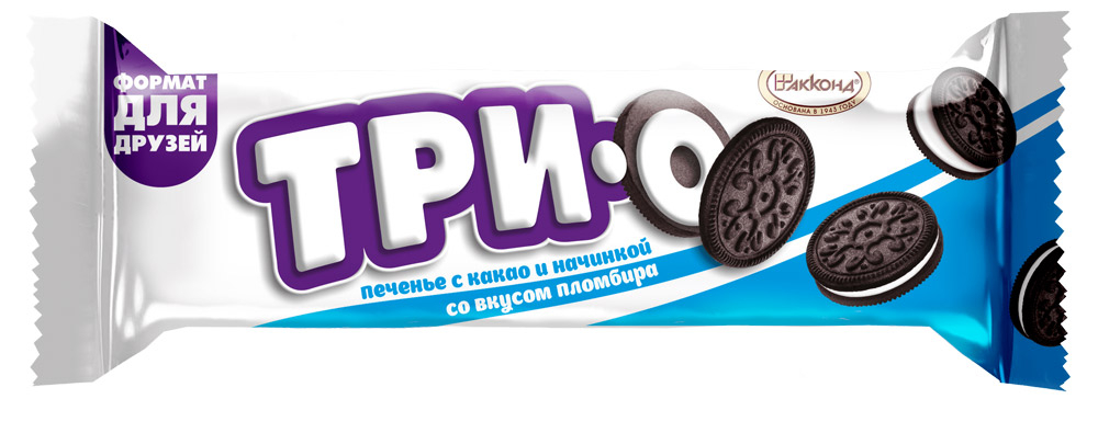 

Печенье АККОНД ТРИО с какао и начинкой со вкусом пломбир, 65 г