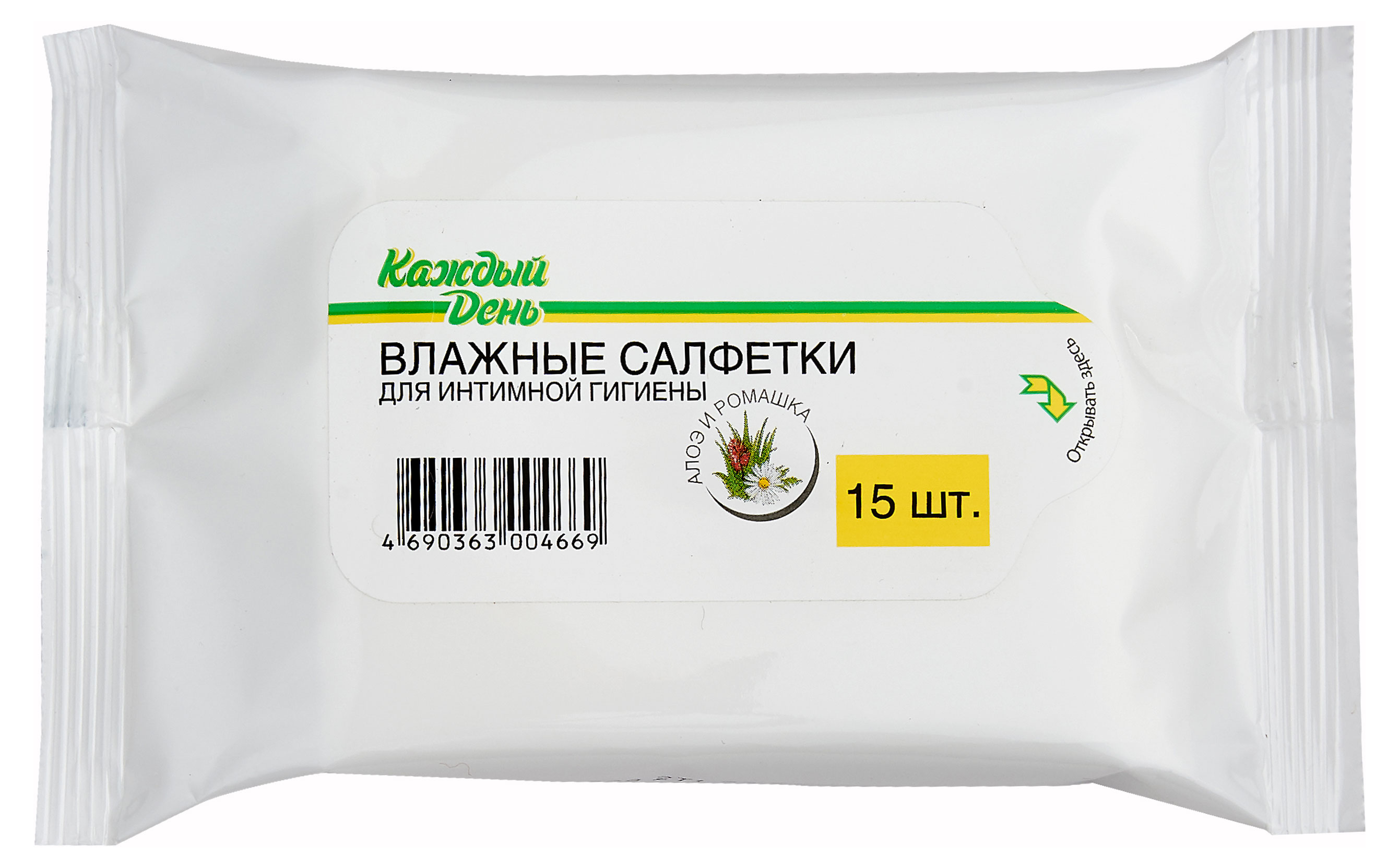 

Влажные салфетки для интимной гигиены Каждый день, 15 шт