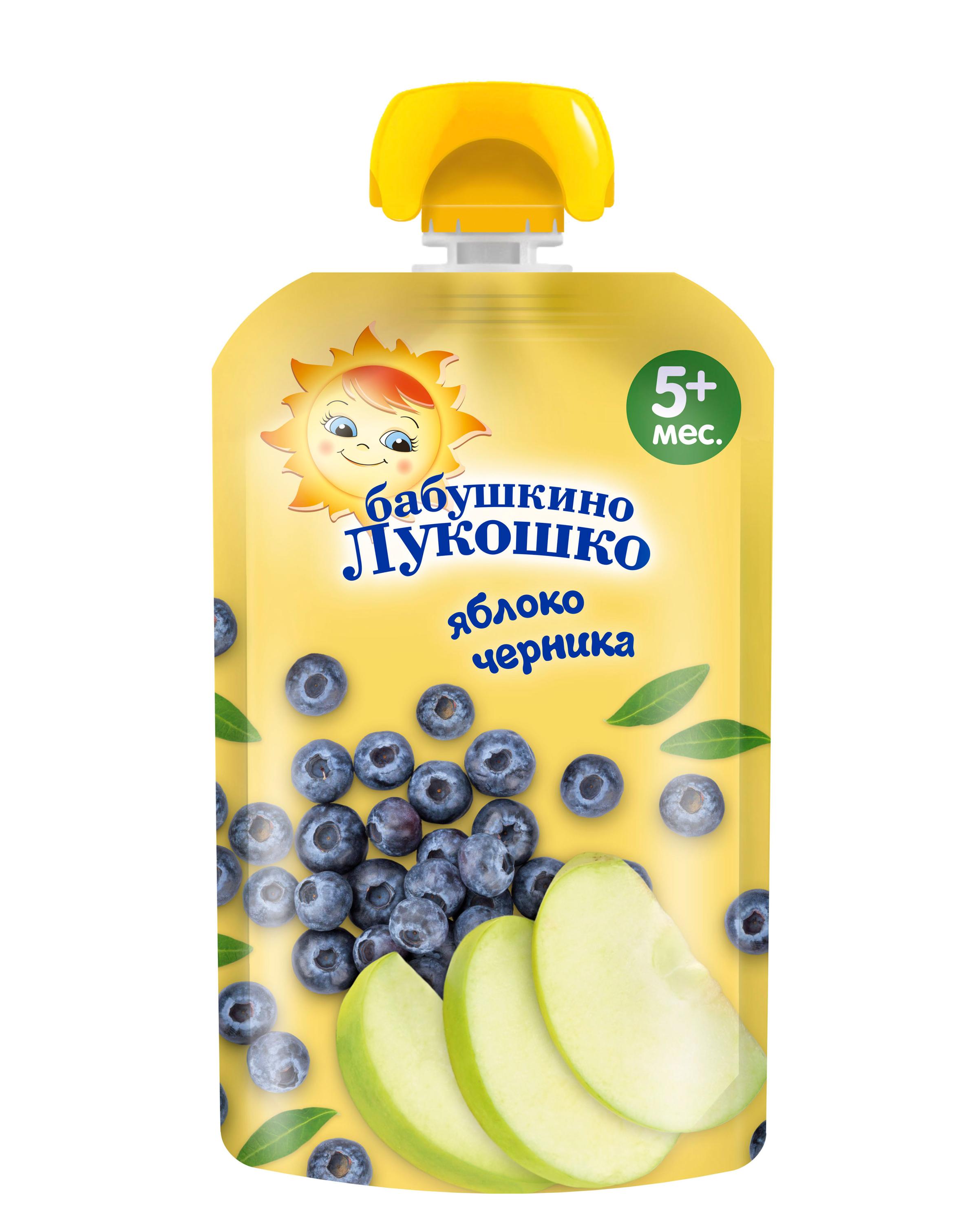 

Пюре Бабушкино Лукошко Яблоко черника с 5 мес., 90 г
