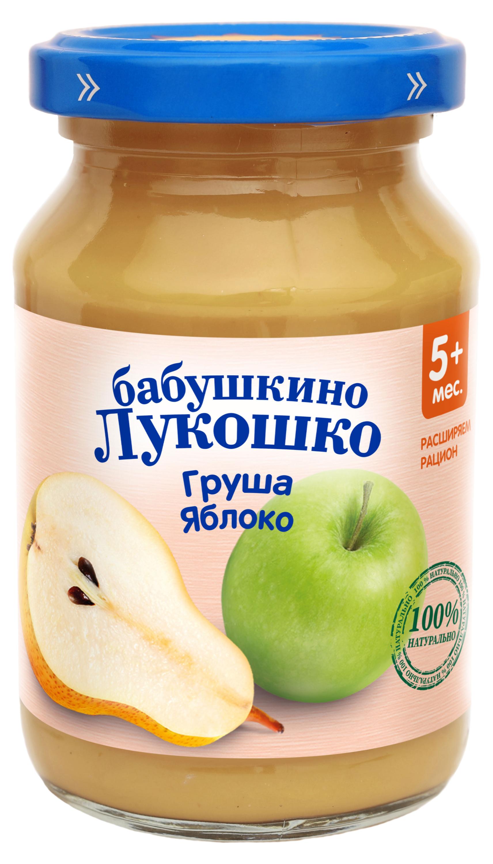 

Пюре Бабушкино Лукошко Груша Яблоко с 5 мес., 190 г