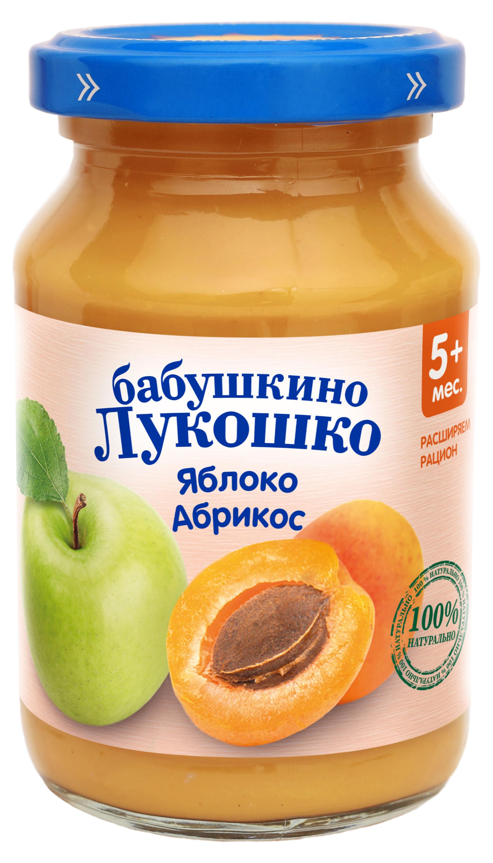 

Пюре Бабушкино Лукошко Абрикос Яблоко с 5 мес., 190 г