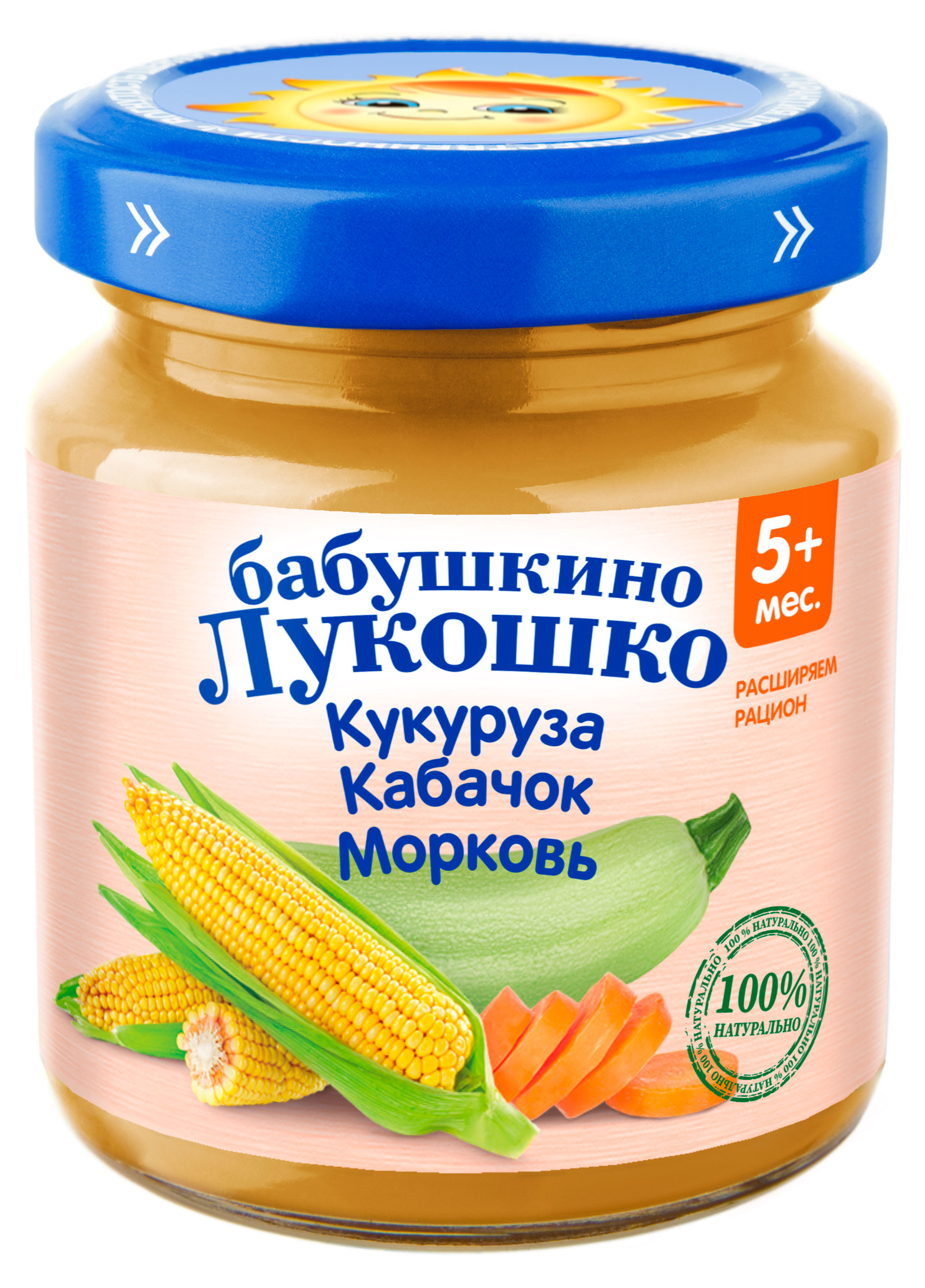

Пюре Бабушкино Лукошко Кукуруза кабачок морковь с 5 мес., 100 г