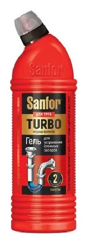 

Гель для устранения засоров в трубах Sanfor Turbo, 1 л