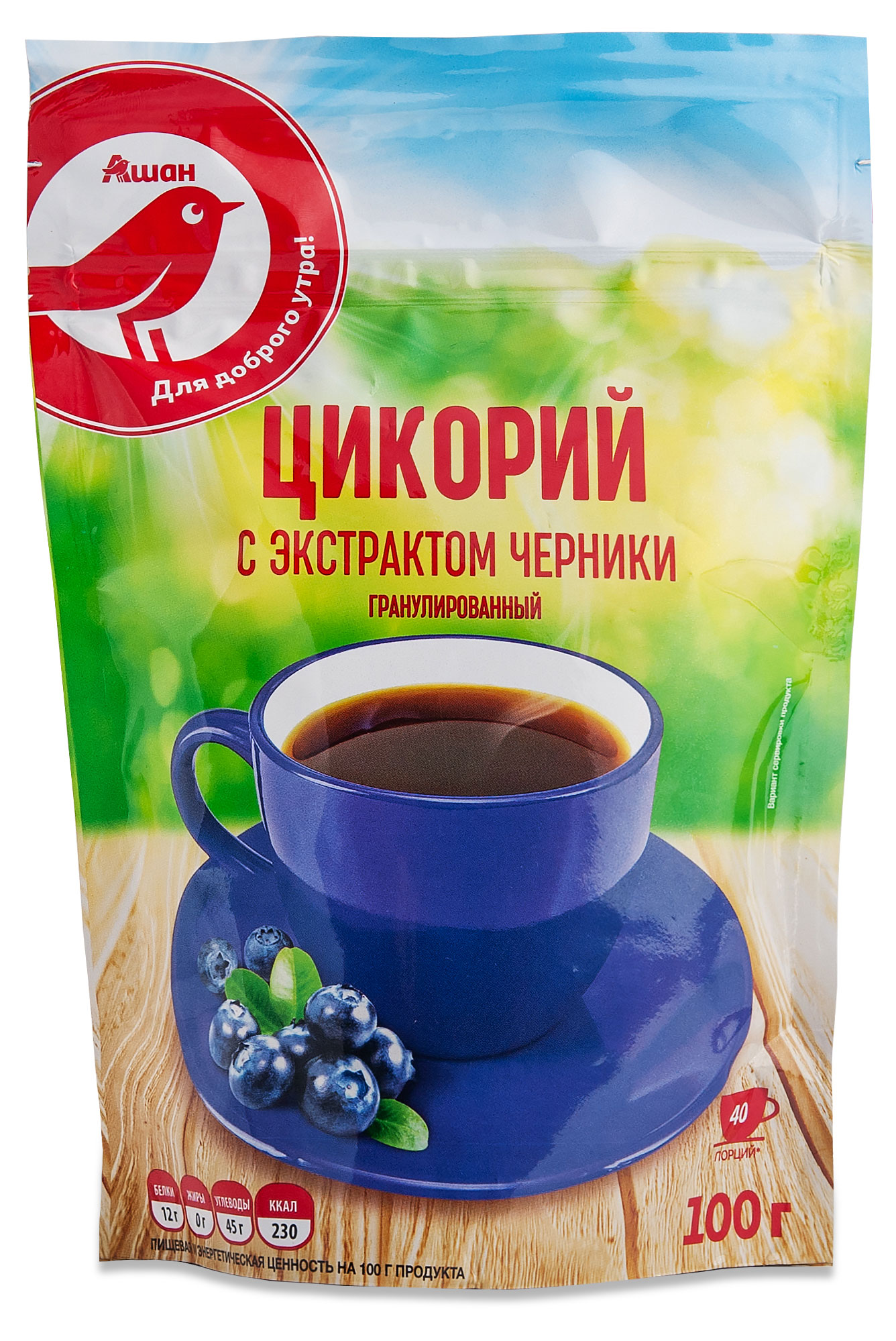 

Цикорий растворимый АШАН Красная птица с экстрактом черники, 100 г