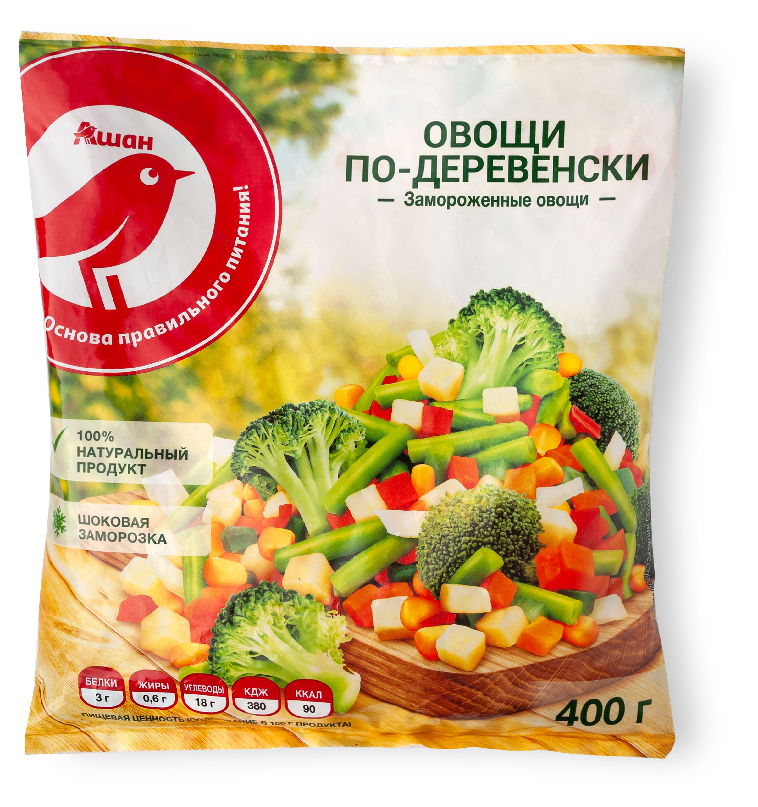

Смесь овощная АШАН Красная птица по-деревенски замороженные, 400 г