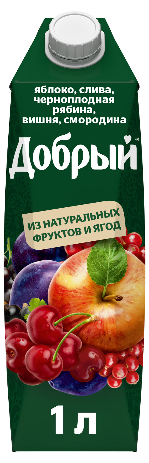 

Сок Добрый яблоко черноплодная рябина вишня, 1 л
