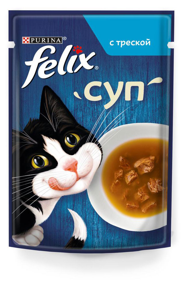 

Влажный корм для кошек Felix Суп с треской в соусе, 48 г