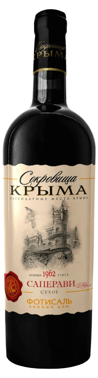 

Вино Сокровища Крыма красное сухое Россия, 0,75 л