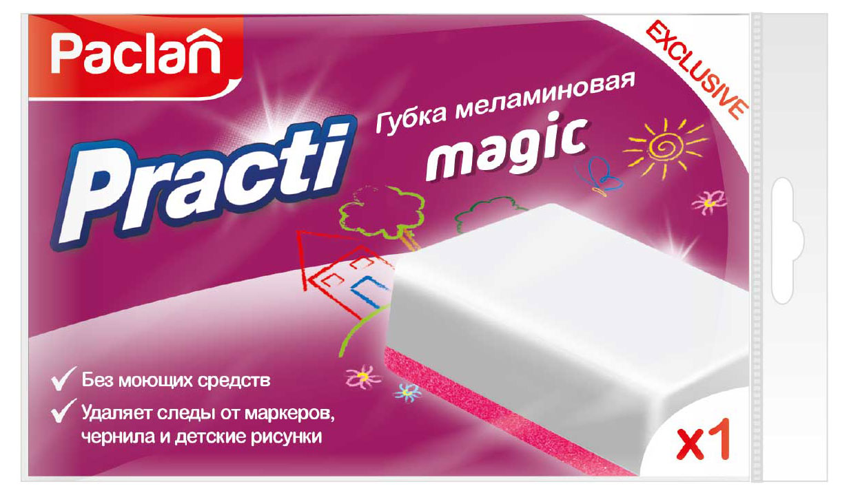 

Губка меламиновая Paclan Practi Magic, 1 шт