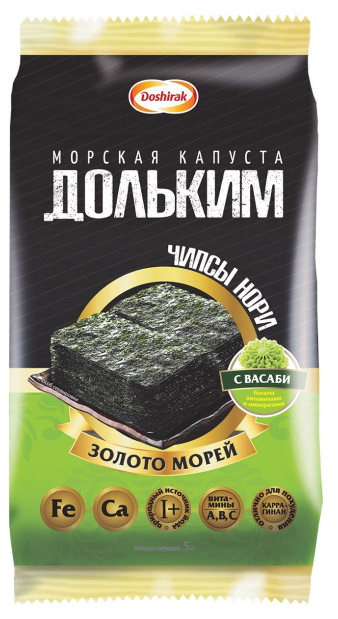 

Чипсы нори Доширак Дольким Капуста морская с васаби, 5 г
