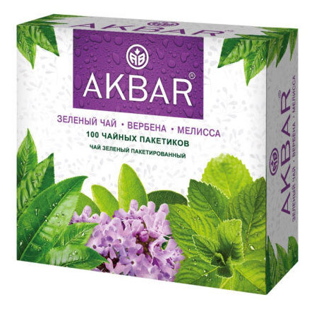 

Чай зеленый AKBAR Вербена мелисса, 100x1,5 г