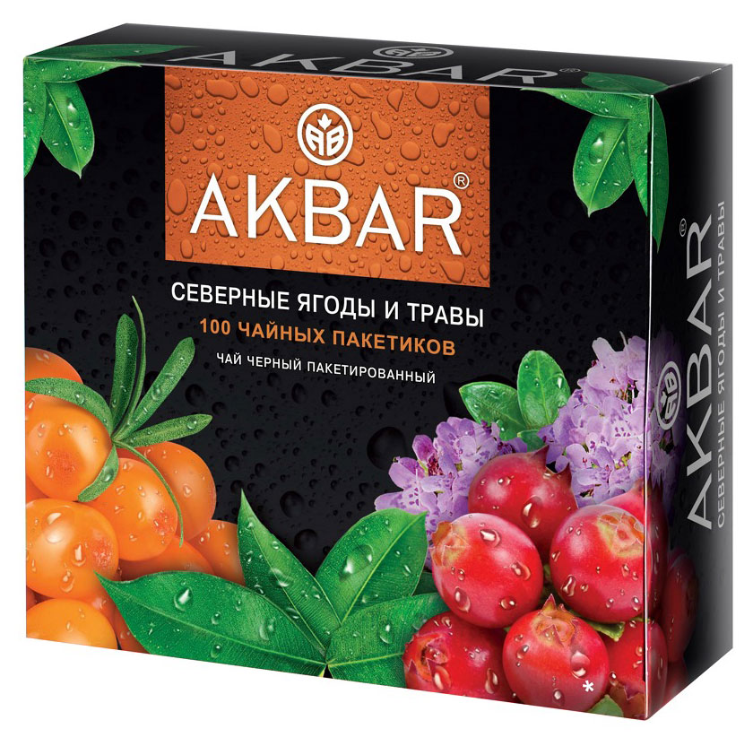 

Чай чёрный AKBAR Северные ягоды и травы, 100x1,5 г