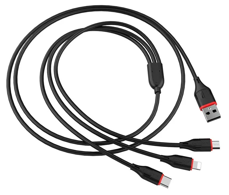 

Кабель Borofone BX17 Enjoy 3 in 1 USB - Lightning+MicroUSB+Type-C, 1 м