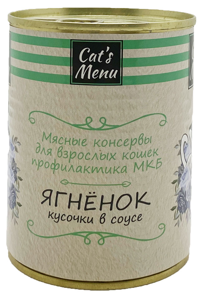 

Консервы для взрослых кошек Cat`s Menu с ягненком кусочки в соусе профилактика МКБ, 340 г