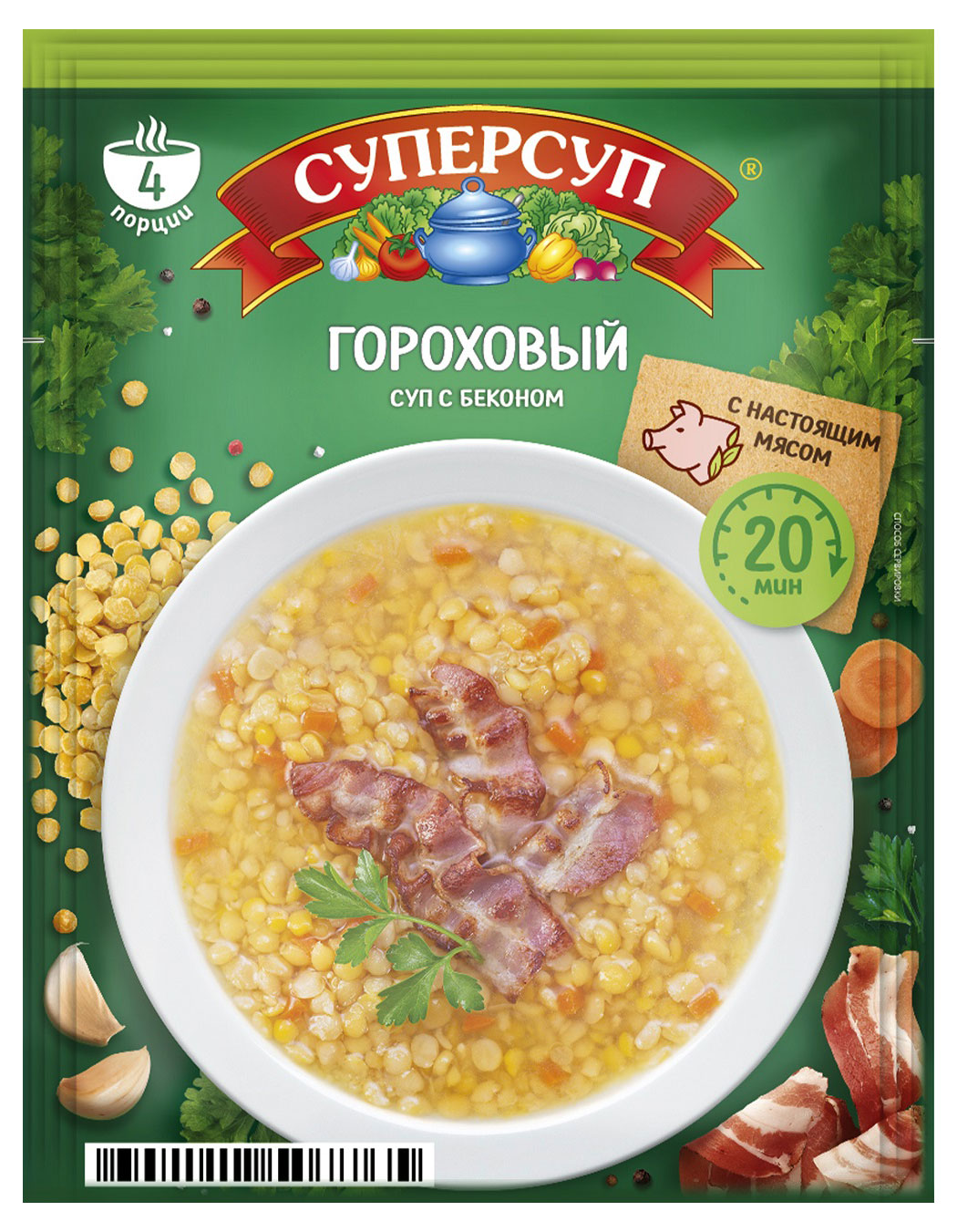 

Суп гороховый СУПЕРСУП с беконом, 70 г