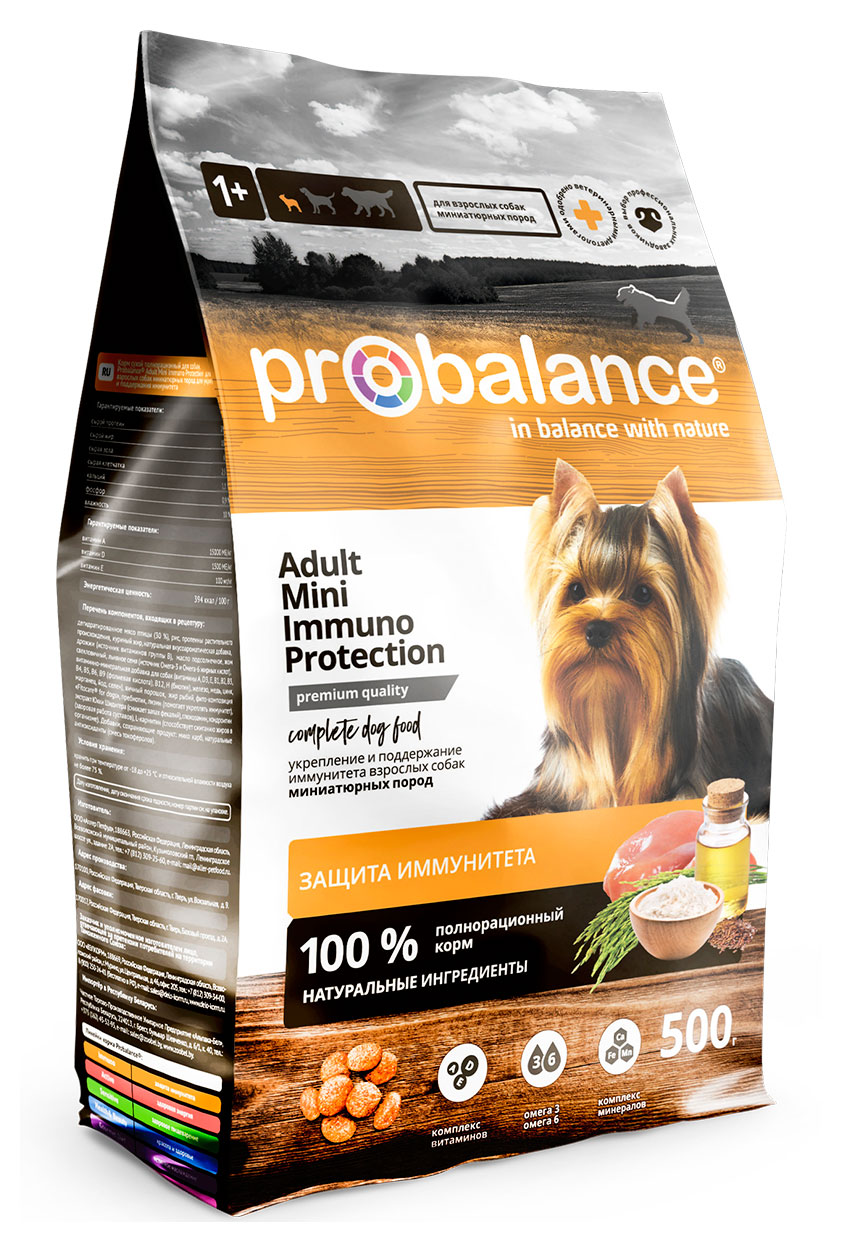 

Сухой корм для собак мелких пород Probalance Immuno Adult Mini, 500 г