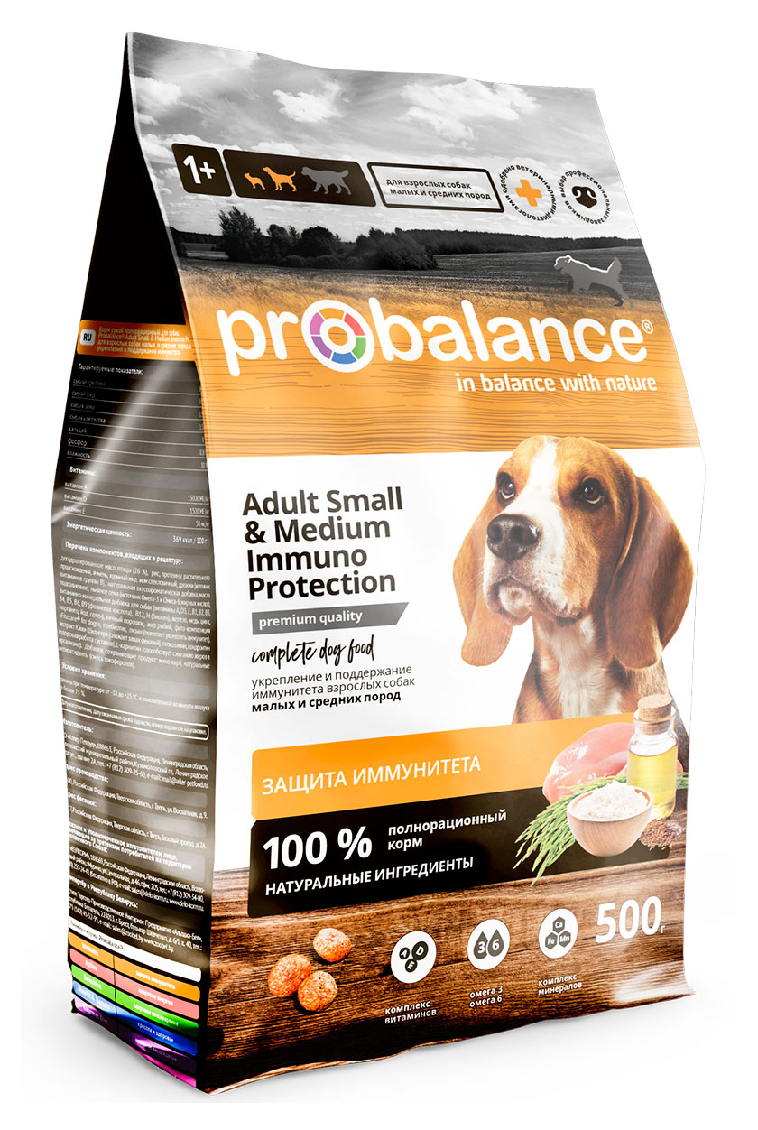 

Сухой корм для собак мелких и средних пород Probalance Immuno Adult Small and Medium, 500 г