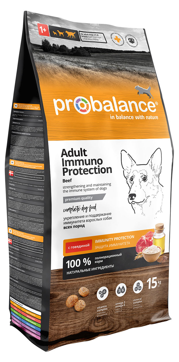 

Сухой корм для собак ProBalance Immuno Adult сухой говядина, 15 кг