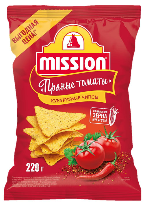 

Чипсы кукурузные Mission Пряные томаты, 220 г