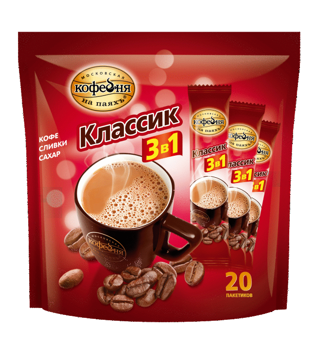 

Кофе растворимый Московская Кофейня на Паяхъ Классик 3в1, 20х16 г