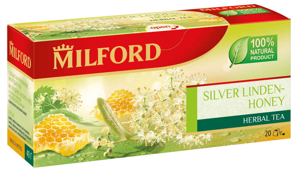 

Травяной напиток MILFORD липа серебристая с медом в пакетиках, 20х2,25 г
