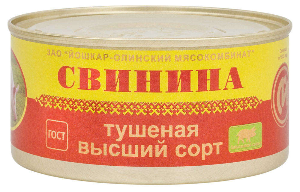 

Свинина тушеная Йошкар-Олинский Мясокомбинат высший сорт, 325 г