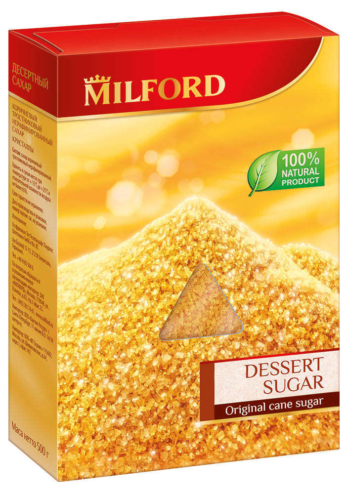 

Сахар тростниковый MILFORD коричневый кристаллический, 500 г