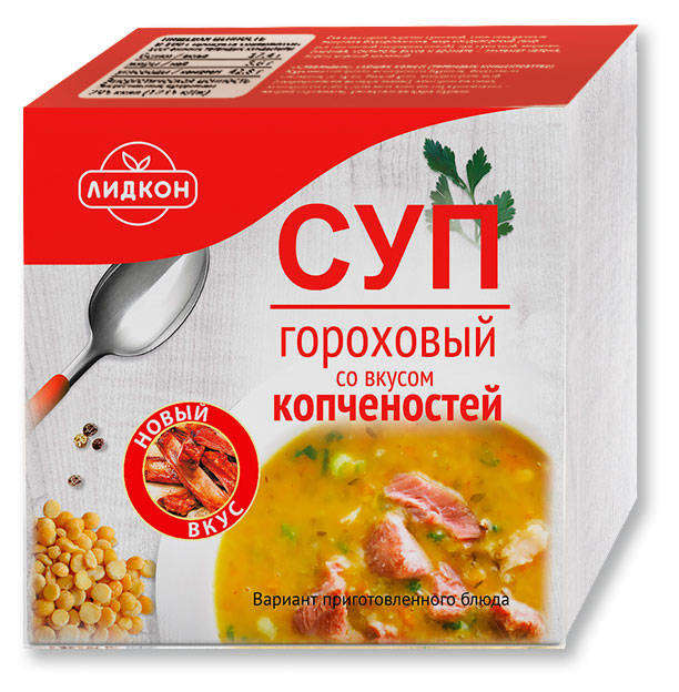 

Суп Лидкон гороховый со вкусом копченостей, 200 г