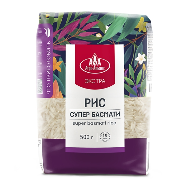 

Рис длиннозерный Агро-Альянс Басмати супер экстра, 500 г