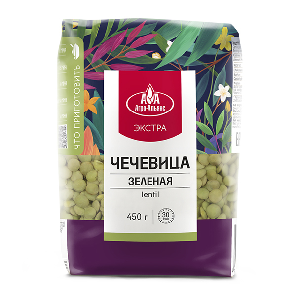 

Чечевица зеленая Агро-Альянс экстра элитная, 450 г