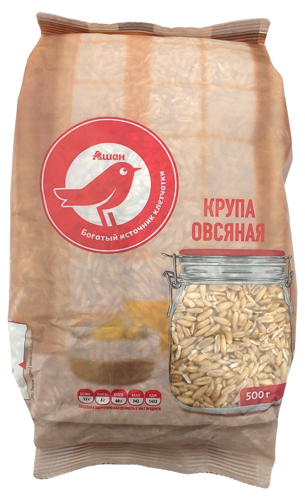 

Крупа овсяная АШАН Красная птица, 500 г
