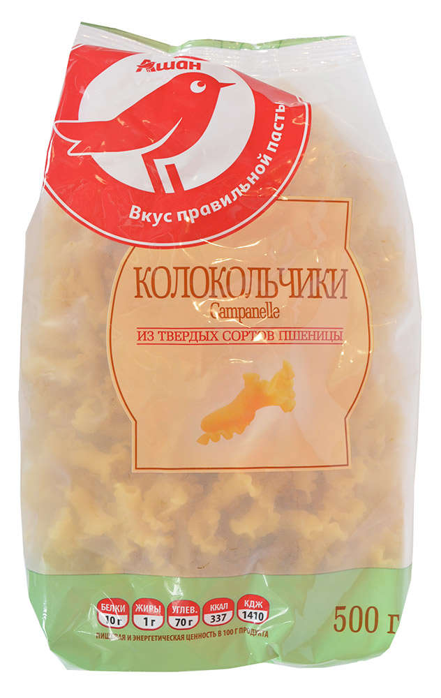 

Макаронные изделия АШАН Красная птица Campanelle фигурные, 500 г