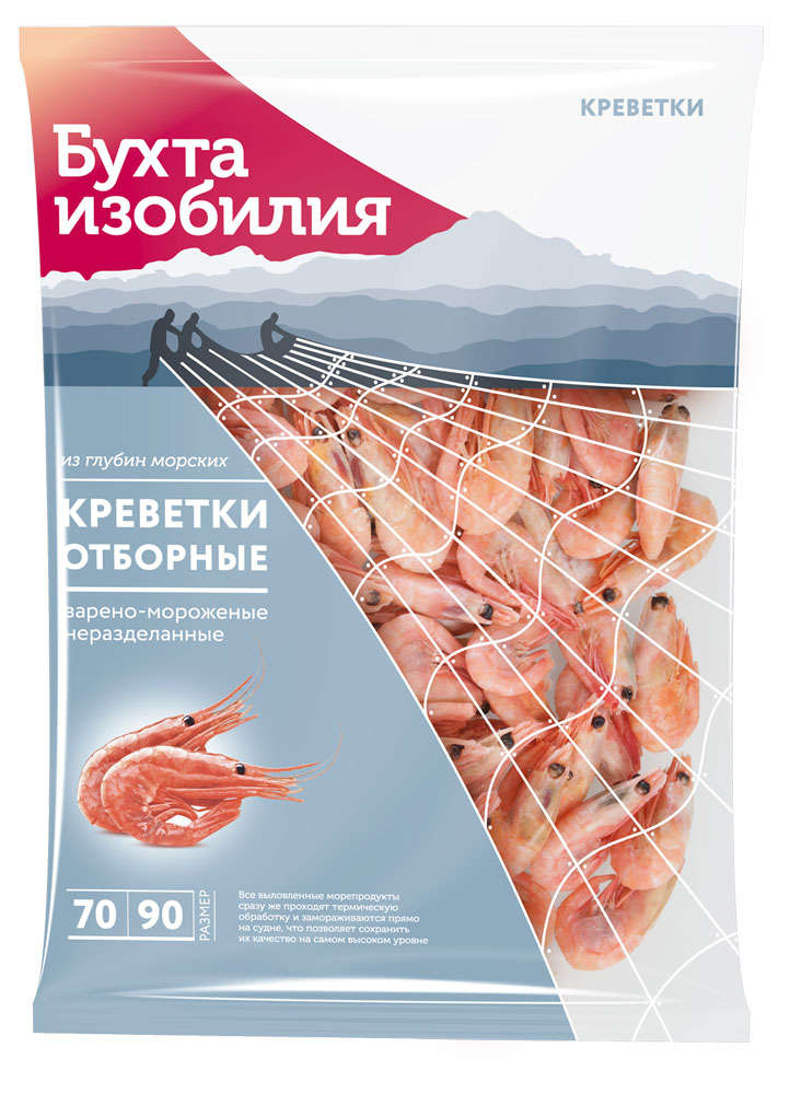 

Креветки Бухта Изобилия Отборные 70/90, 850 г