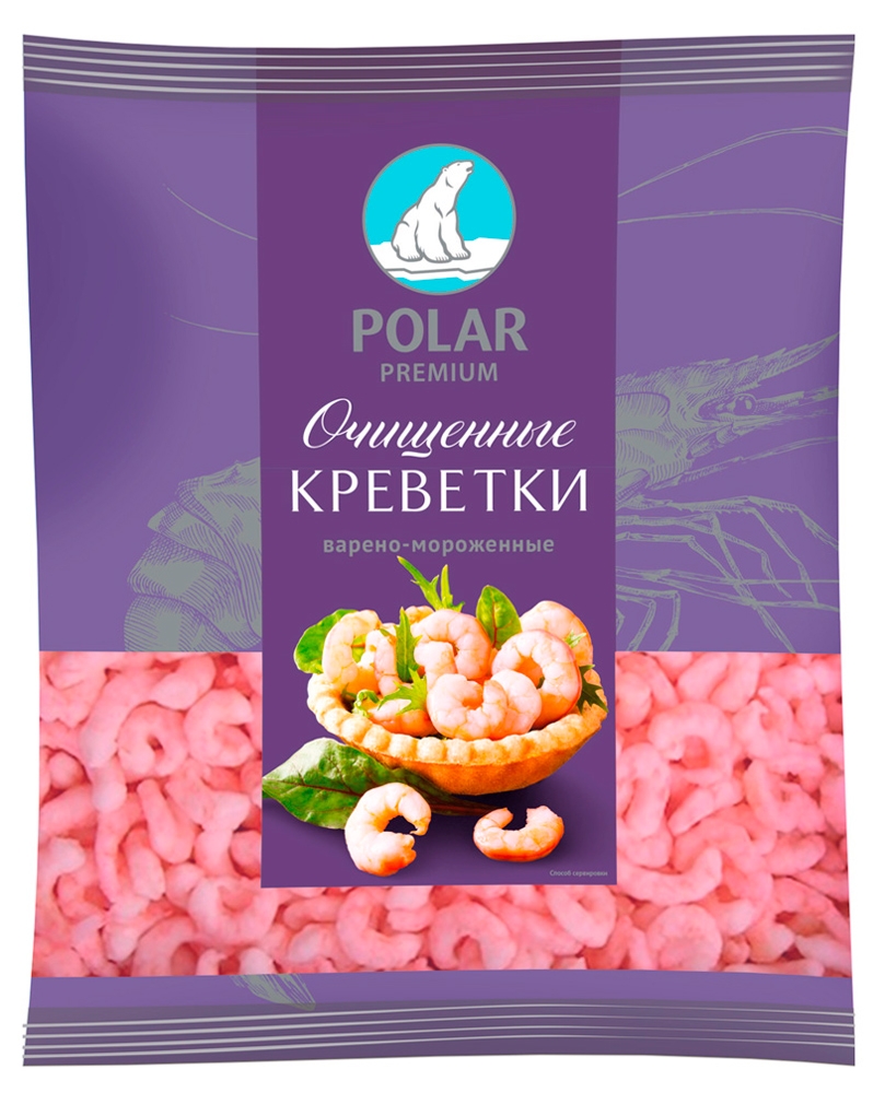 

Креветки очищенные POLAR варено-мороженые 200/300, 500 г