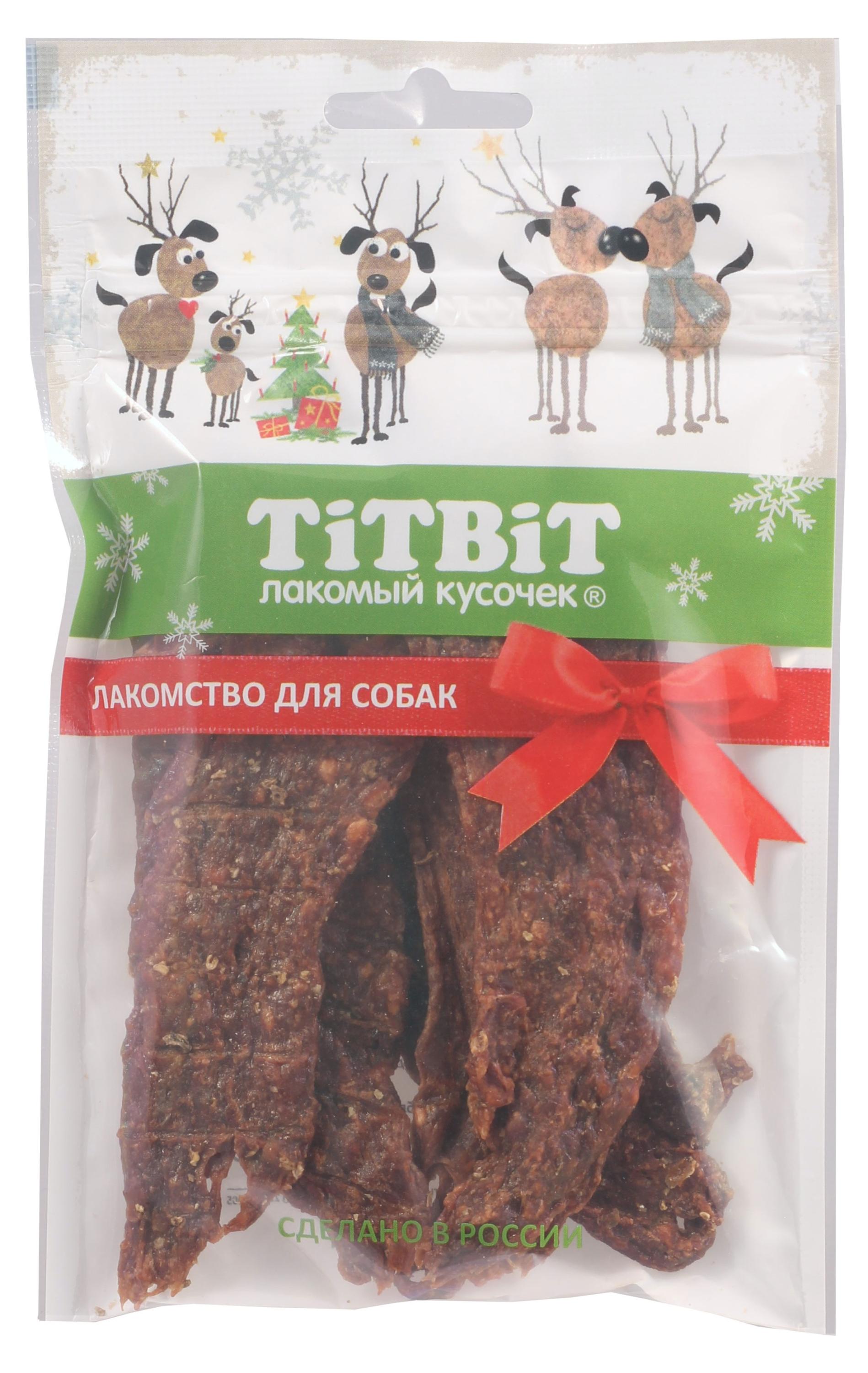 

Лакомство для собак TITBIT Джерки мясные из баранины Меню от Шефа Новогодняя коллекция, 70 г