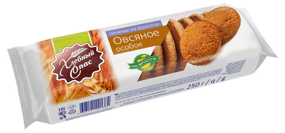 

Печенье овсяное Хлебный Спас на фруктозе, 250 г