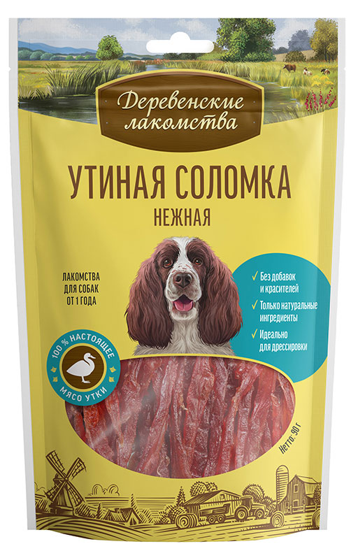 

Лакомство Деревенские лакомства Утиная соломка для собак, 90 г
