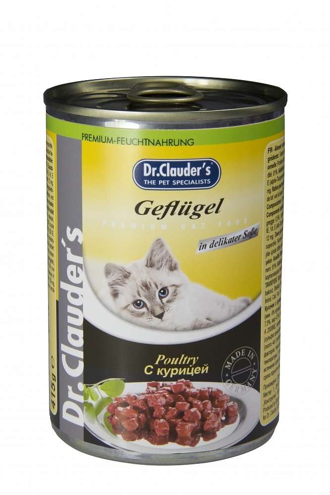

Консервированный корм для кошек Dr.Clauders Fleisch курица в соусе, 415 г