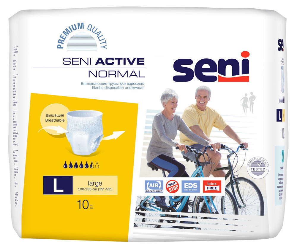 

Трусы урологические для взрослых Seni Active Normal размер L 100-135 см, 10 шт