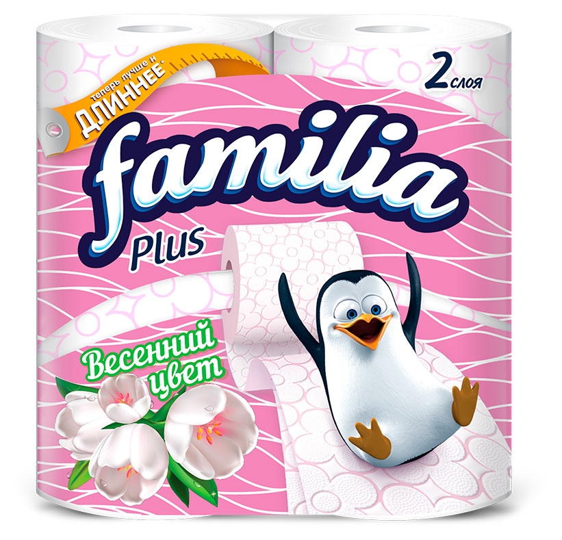 

Туалетная бумага Familia Plus Весенний цвет 2 слоя, 4 рулона