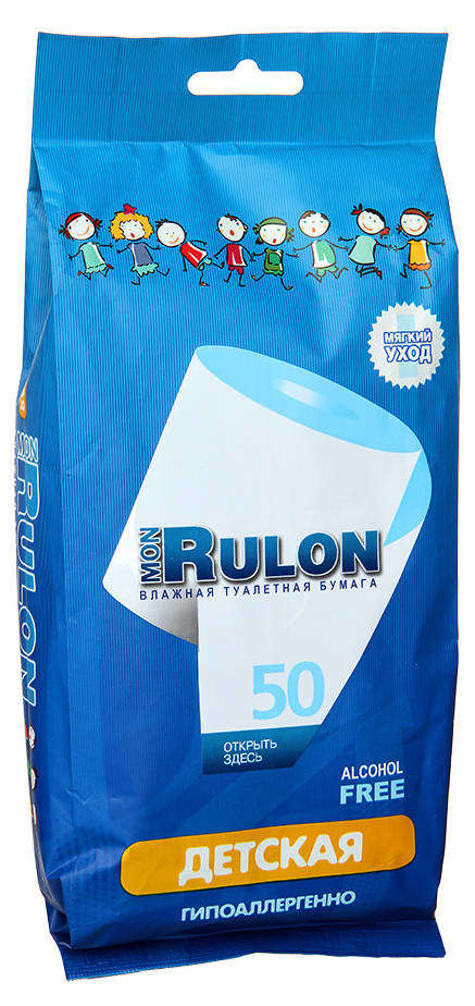 

Влажная туалетная бумага Mon Rulon детская, 50 шт