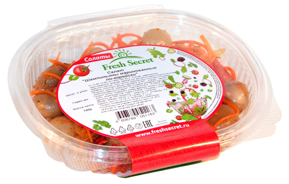 

Салат Fresh Secret Шампиньоны маринованные по-корейски, 140 г