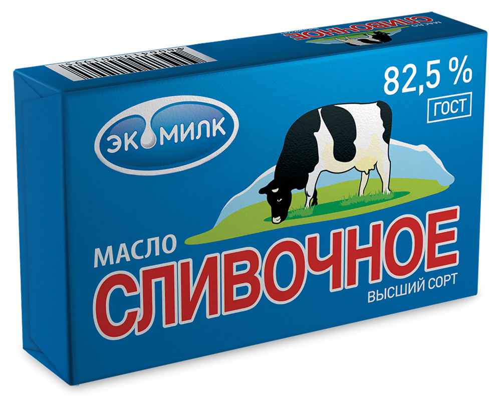 

Масло сливочное Экомилк несоленое высший сорт 82,5%, 180 г